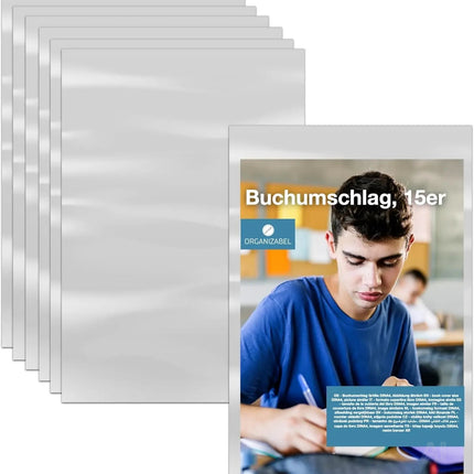 15x Buchumschlag DIN A4 transparent - Buchhülle & Umschlag durchsichtig & klar- für Bücher, Hefte, Buchschoner & Hefthülle
