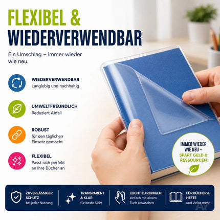 15x Buchumschlag DIN A4 transparent - Buchhülle & Umschlag durchsichtig & klar