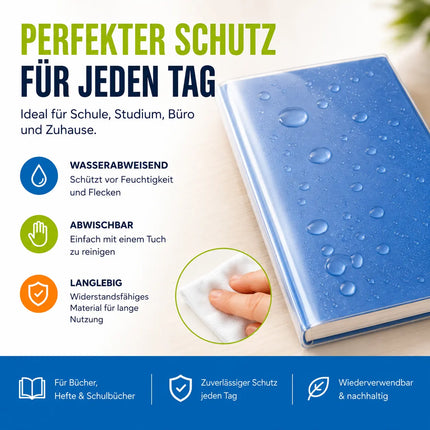 15x Buchumschlag DIN A4 transparent - Buchhülle & Umschlag durchsichtig & klar- für Bücher, Hefte, Buchschoner & Hefthülle