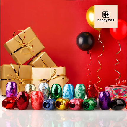 18er Ringelband Set mit bunten Farben je 20 Meter - Geschenkband Kräuselband - Geschenk Bänder - zum Dekorieren & Verpacken von Geschenken - Weihnachten & Advent