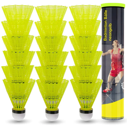 18x Federbälle gelb Badmintonbälle für Training & Wettkampf Badminton