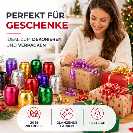 18x Geschenkband Ringelband Kräuselband Set je 20 Meter Rolle - Geschenk Bänder