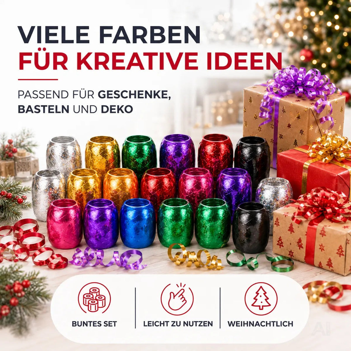 18x Geschenkband Ringelband Kräuselband Set je 20 Meter Rolle - Geschenk Bänder – Detailansicht 3