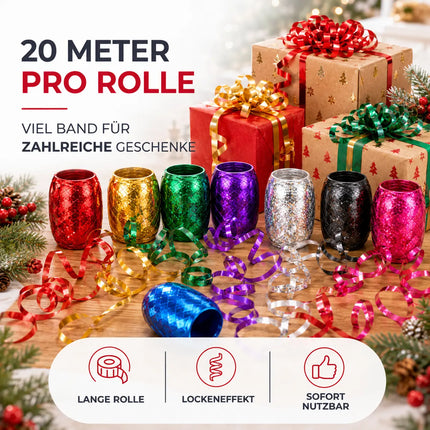 18x Geschenkband Ringelband Kräuselband Set je 20 Meter Rolle - Geschenk Bänder