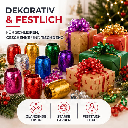 18x Geschenkband Ringelband Kräuselband Set je 20 Meter Rolle - Geschenk Bänder