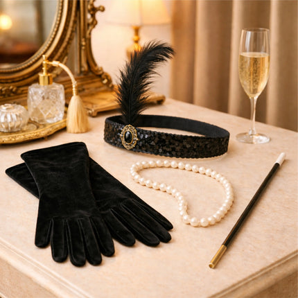 1920er Jahre Set Damen – Elegantes Charleston Accessoire im Art-Déco-Stil