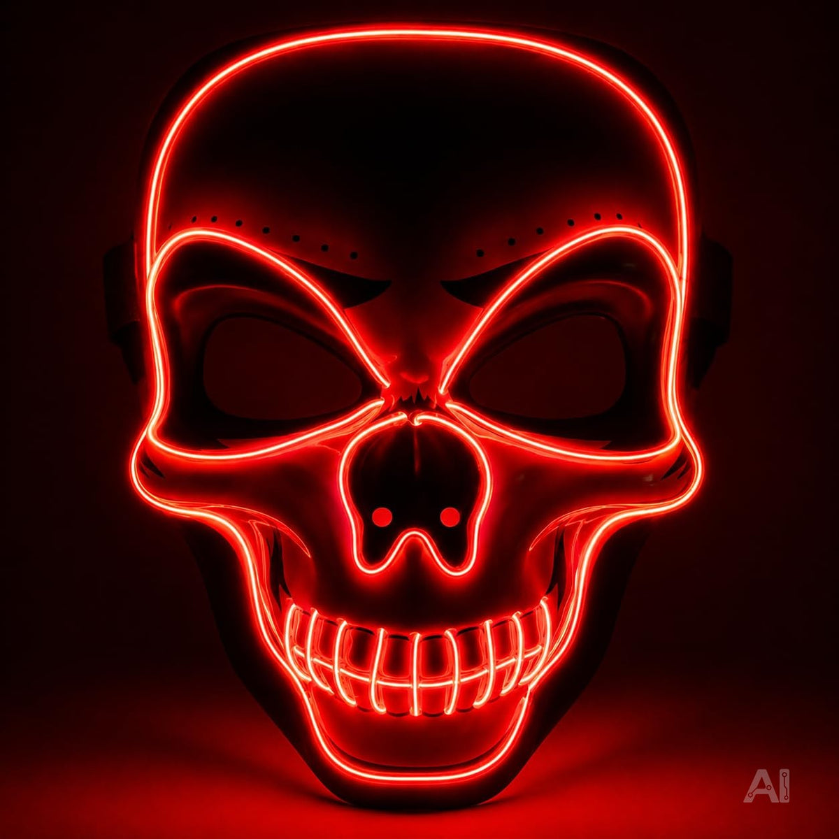 LED Halloween Totenkopf Maske im Purge-Stil, steuerbare Leuchtmaske für Herren & Damen, Kostüm-Accessoire für Fasching & Karneval (LED Totenkopf - Rot)