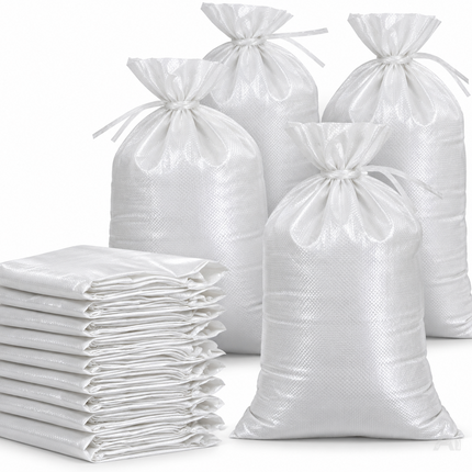 10x Sandsack bei Hochwasser - Hochwasserschutz mit Schnürband - 40x60 cm Sack & Gewebesack zum Wasserschutz ungefüllt