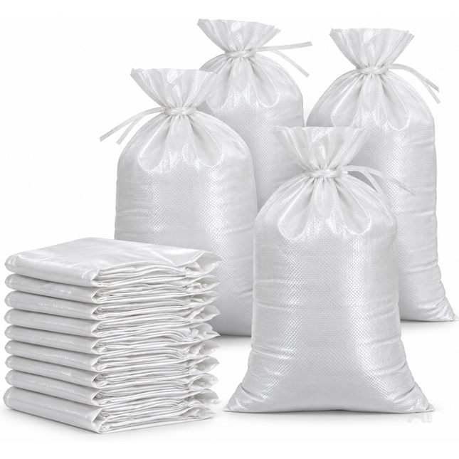 10x Sandsack bei Hochwasser - Hochwasserschutz mit Schnürband - 40x60 cm Sack & Gewebesack zum Wasserschutz ungefüllt