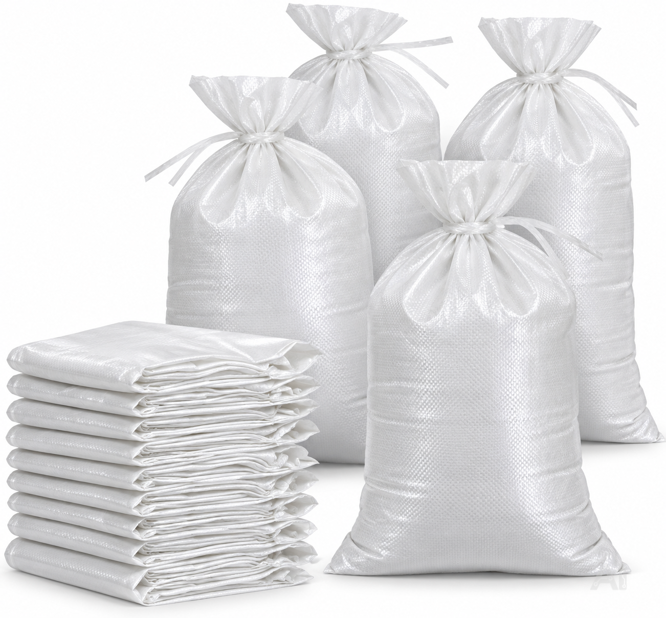 10x Sandsack bei Hochwasser - Hochwasserschutz mit Schnürband - 40x60 cm Sack & Gewebesack zum Wasserschutz ungefüllt
