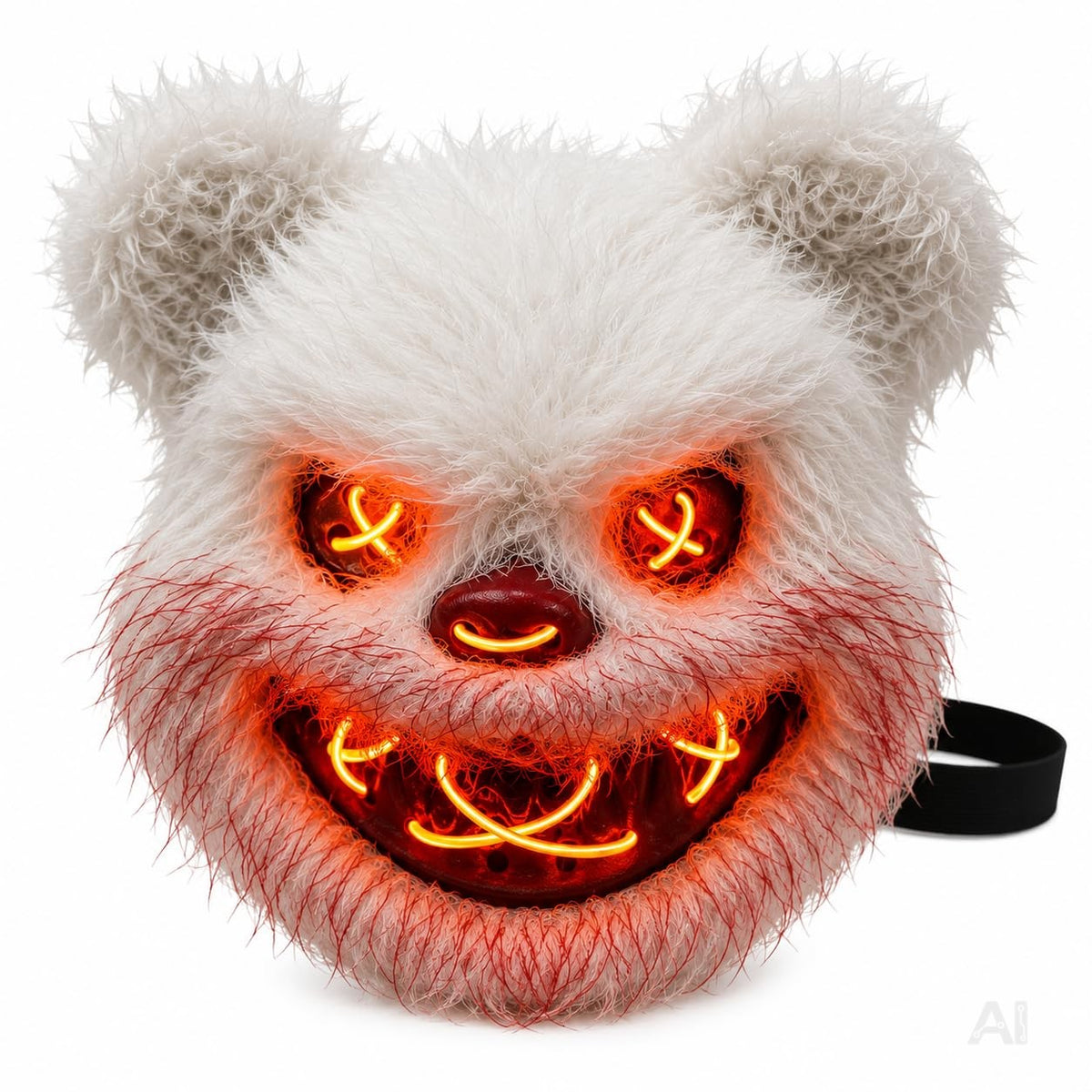 LED Teddy Halloween Maske im Purge-Stil, steuerbare Maske mit leuchtendem Gesicht für Herren & Damen, Kostüm-Accessoire für Fasching & Karneval (LED Horror Teddy)