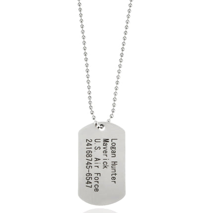Hundemarke US Army Dog Tag - Erkennungsmarke silber, Kette als Soldaten Accessoire für Fasching & Karneval