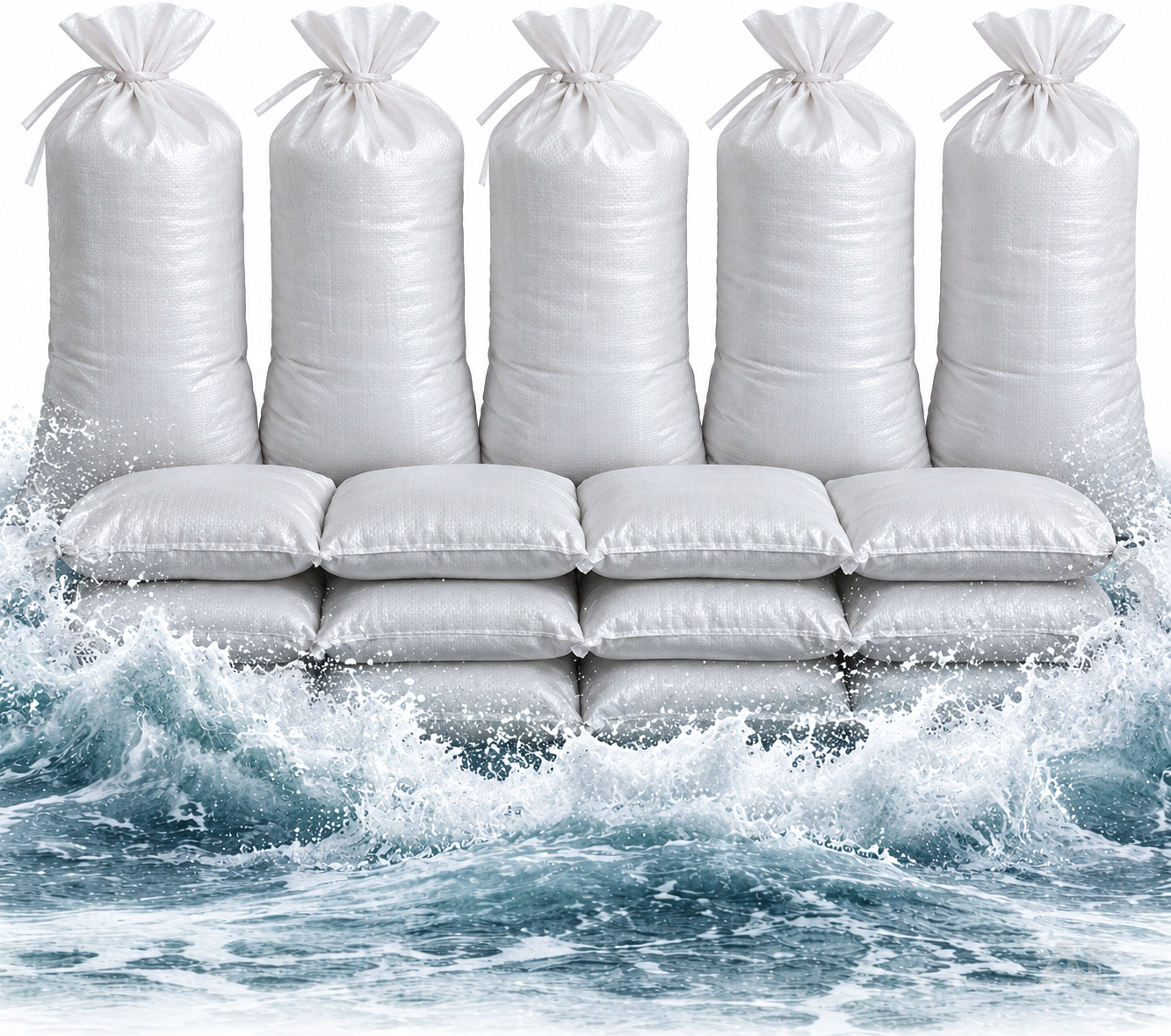10x Sandsack 40x60 cm zum Wasserschutz bei Hochwasser - Hochwasserschutz mit Schnürband - Sack & Gewebesack ungefüllt