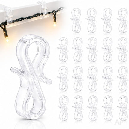 50x S-Haken für Lichterketten & Lichtvorhänge – Dachrinnenhaken zur Befestigung von Weihnachtsbeleuchtung, praktische Halterung für Weihnachtsdeko (50x S Haken)