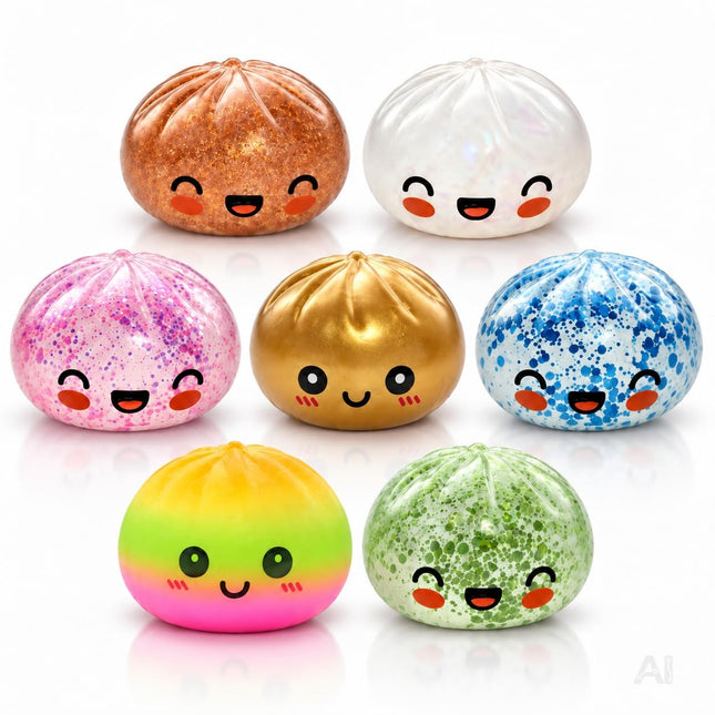 Dumpling Squishy XXL – Antistress-Spielzeug und Fidget-Spielzeug zur Beschäftigung und Ablenkung für Büro, Schule & Alltag (1x Zufällig XXL Ø 9 cm)