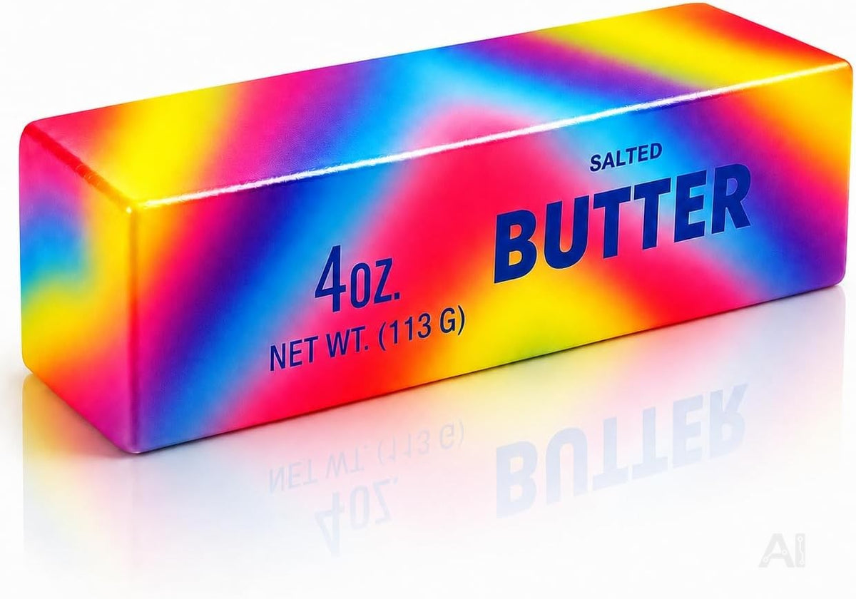 Butter Squishy - Antistress Margarine Quetsch zur effektiven Ablenkung im Büro, Schule, Alltag Butter (Rainbow)