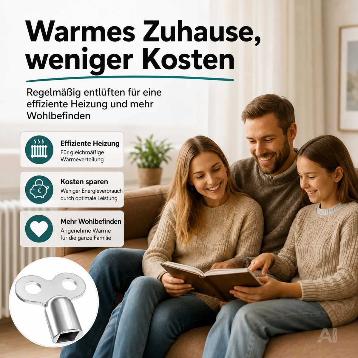 4x Heizkörper-Entlüftungsschlüssel: Schlüssel zum Entlüften von Heizungen