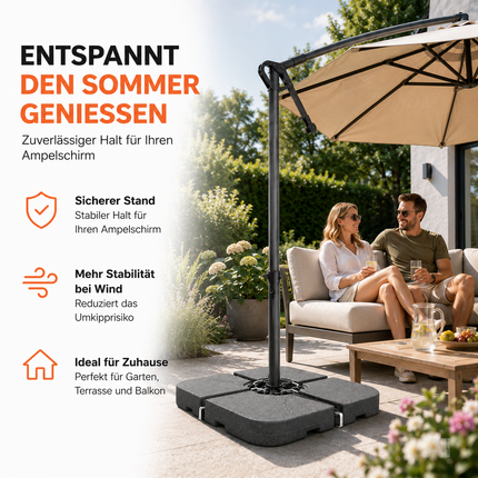 Befüllbare Schirmgewichte für einen Ampelschirm