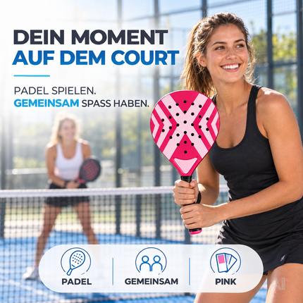 2er Padelschläger Erwachsene – Padel Set mit Meshtasche für Einsteiger & Fortgeschrittene, Padel Rackets für Training & Match (2er Set Pink & Weiß)
