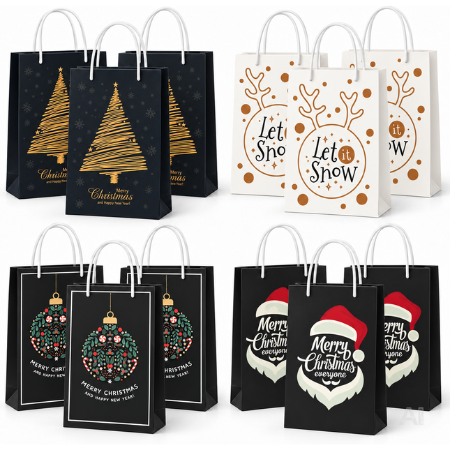 12 XXL Weihnachtstaschen Geschenktaschen für einzigartige Geschenke
