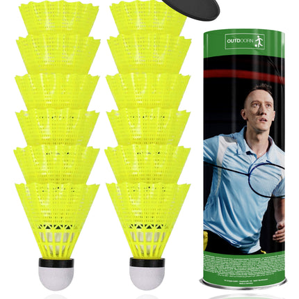 12x Federbälle gelb für Badminton: Für Training und Wettkampf - Federball Badmintonbälle - Federball für Outdoor und Indoor