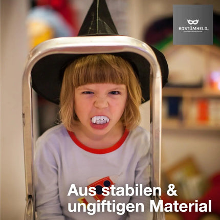 1x Vampirgebiss Fasching - kinderfreundlich - passend für Kinder - stabil & unbedenklich - Vampirzähne Gebiss Dracula