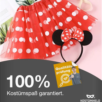 2 in 1 - Minnie Mini Maus Ohren Fasching Kostüm Set mit Handschuhen und Mausohren