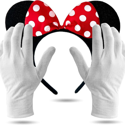 2 in 1 - Minnie Mini Maus Ohren Fasching Kostüm Set mit Handschuhen und Mausohren