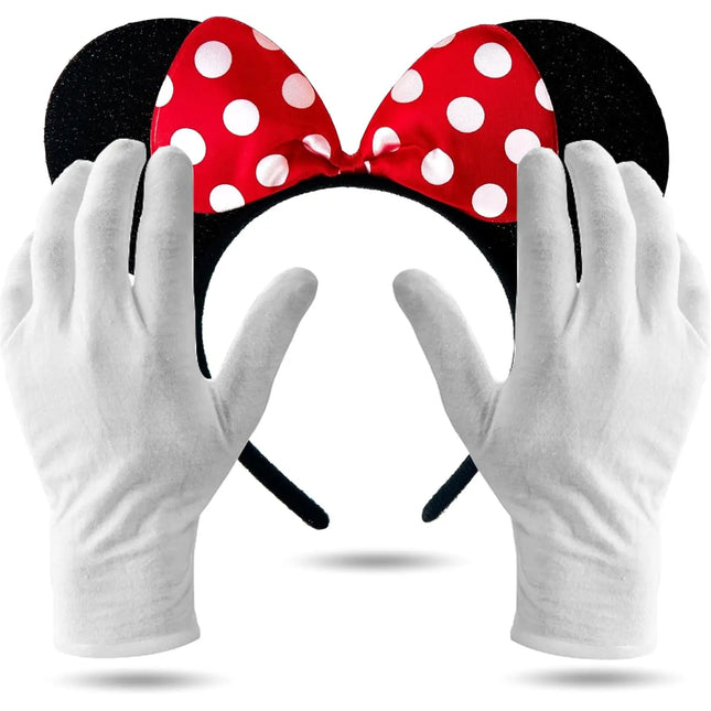 2 in 1 - Minnie Mini Maus Ohren Fasching Kostüm Set mit Handschuhen und Mausohren