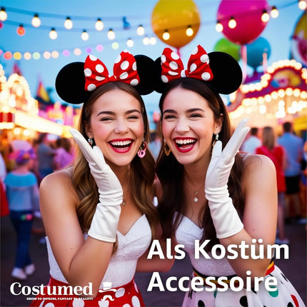 2 in 1 - Minnie Mini Maus Ohren Fasching Kostüm Set mit Handschuhen und Mausohren