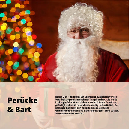 2 in 1 - Nikolausbart-Set - als Verkleidung für Weihnachtsmann