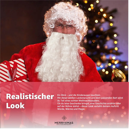 2 in 1 - Nikolausbart Set mit Perücke für Weihnachten