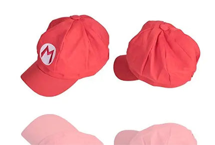 2 in 1 - Set Super Mario Kostüm Fasching mit Handschuhen, Schnurrbart, Mütze, Knöpfen