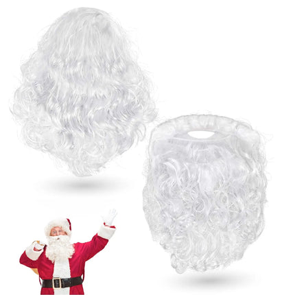 2 in 1 - Weihnachtsmannbart - Nikolausbart Kostümbart weiß Weiss -