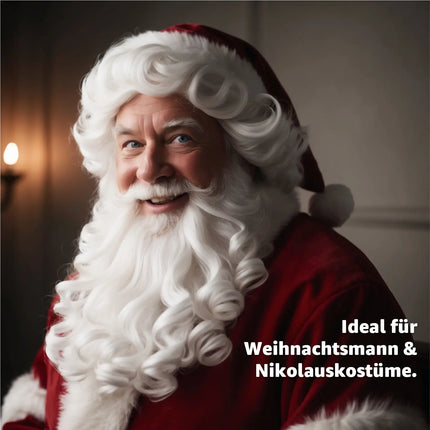 2 in 1 - Weihnachtsmannbart - Nikolausbart Kostümbart weiß Weiss