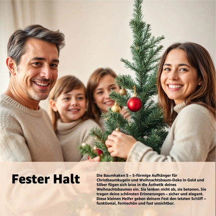 100x Haken Weihnachtsbaum - Kugelaufhänger Baumhaken in Gold und Silber – Detailansicht 2