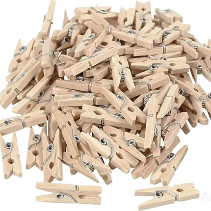 200x Mini Holzklammer Wäscheklammern, 25 mm: Mini Holzwäscheklammern - Ideal für Fotowände, Fotohalter & DIY-Vorhaben