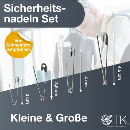 200x Sicherheitsnadeln Safety pins Nadeln Set in div. Größen klein & groß