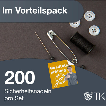 200x Sicherheitsnadeln Safety pins Nadeln Set in div. Größen klein & groß