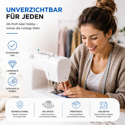 200x Stück Sicherheitsnadeln Mix - Klein & Groß - Safety pins Nadeln Set - Verbandklammern zum Nähen & Schneidern