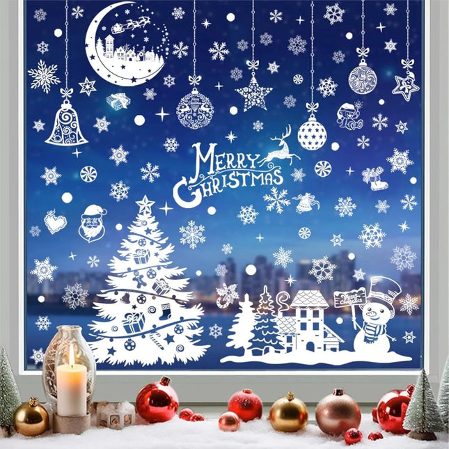 202-teiliges Fensterbilder Set Weihnachten – selbstklebende Aufkleber ohne Rückstände – statisch haftende Sticker für Fenster, Glas & Spiegel – Weihnachtsdeko mit Schneeflocken, Rentieren & Sternen