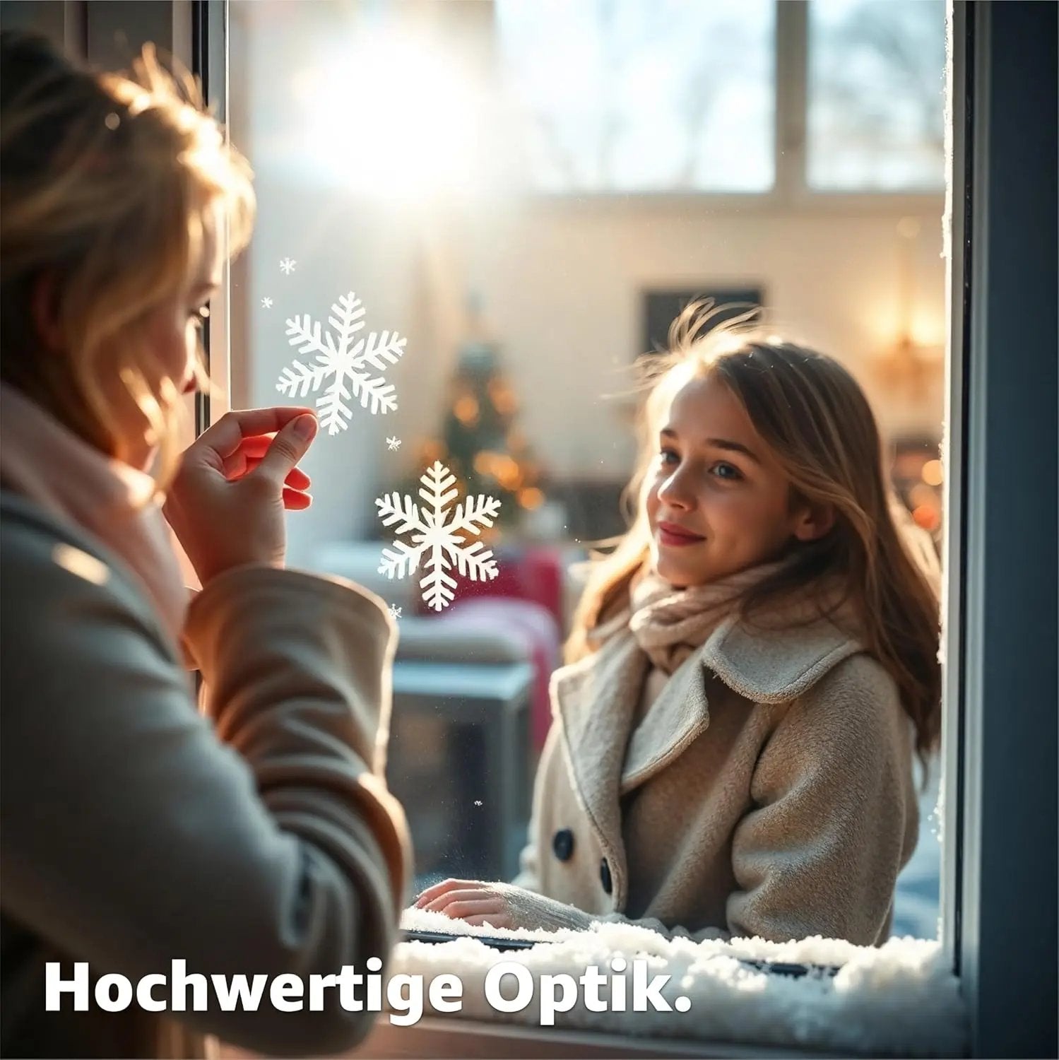 Weihnachtsfensteraufkleber – 2 Bögen, 35×50 Cm, Doppelseitig, Mit Schneeflocken, Weihnachtsbaum Und Schriftzug, Wiederverwendbar