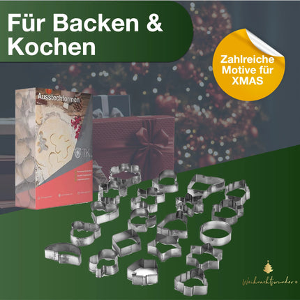 20er Ausstechform Weihnachten Set - für Backen Weihnachten & XMAS - Steckform