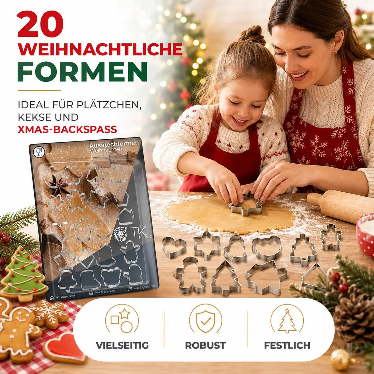 20er Ausstechform Weihnachten Set - für Backen Weihnachten & XMAS - Steckform – Detailansicht 2