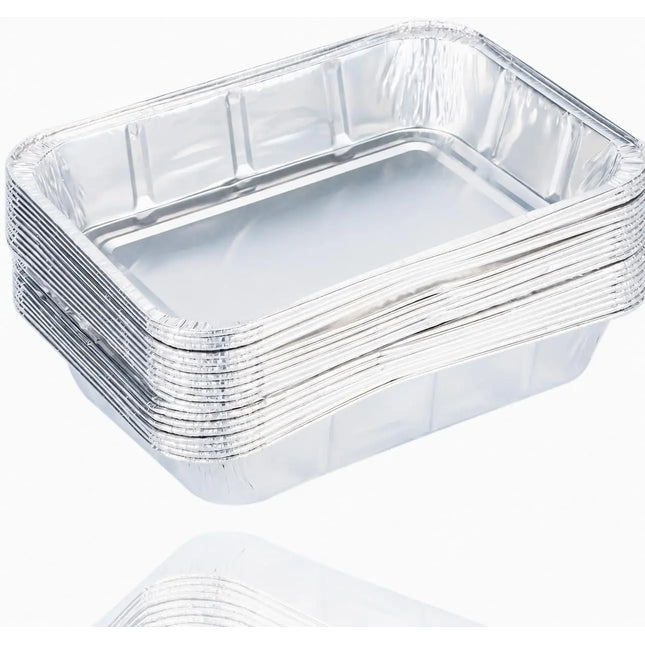 20x Aluminiumschale Einweg Grillschale – Fettauffangschale & Tropfschale für Gasgrill, Holzkohlegrill, Elektrogrill und Backofen (195x152x40 mm)