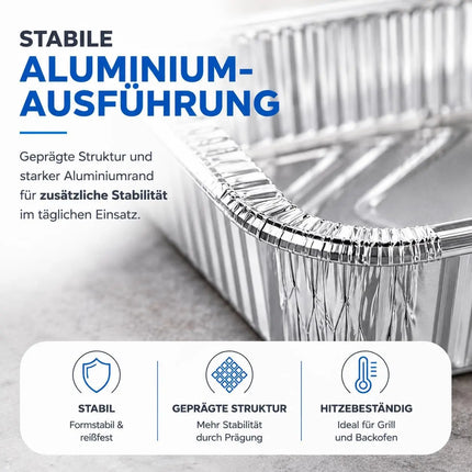 20x Aluminiumschale Einweg Grillschale – Fettauffangschale & Tropfschale für Gasgrill, Holzkohlegrill, Elektrogrill und Backofen (195x152x40 mm)