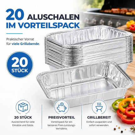 20x Aluminiumschale Einweg Grillschale – Fettauffangschale & Tropfschale für Gasgrill – Detailansicht 5