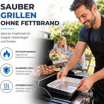 20x Aluminiumschale Einweg Grillschale – Fettauffangschale & Tropfschale für Gasgrill – Detailansicht 6