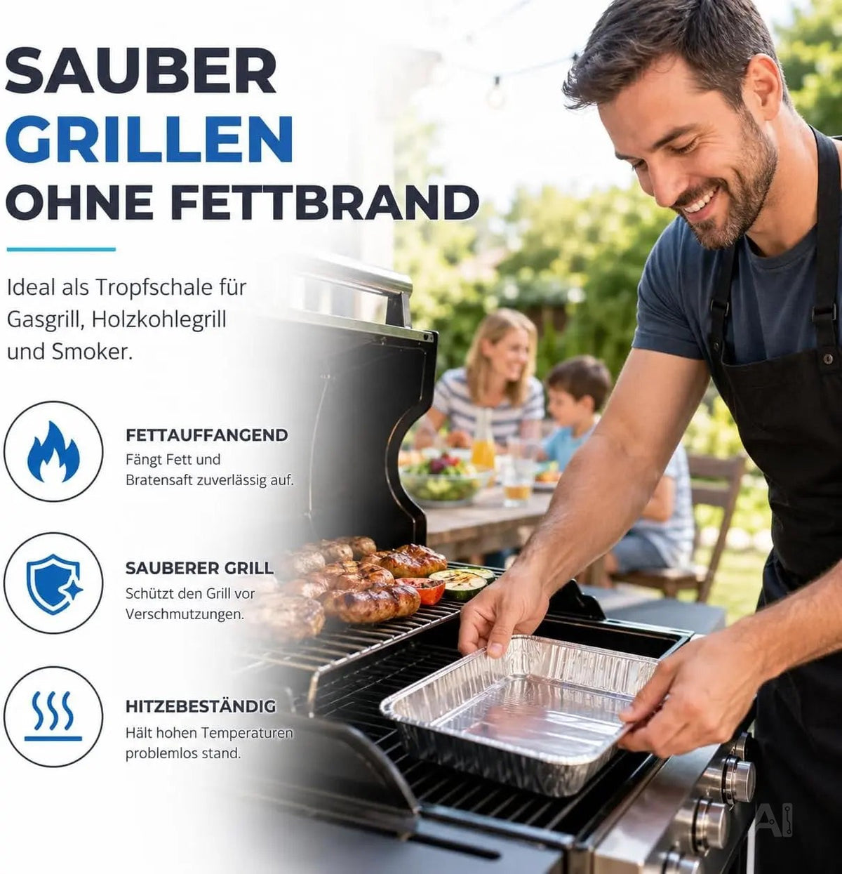20x Aluminiumschale Einweg Grillschale – Fettauffangschale & Tropfschale für Gasgrill – Detailansicht 6