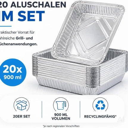 20x Aluminiumschale Einweg Grillschale – Fettauffangschale & Tropfschale für Gasgrill – Detailansicht 5